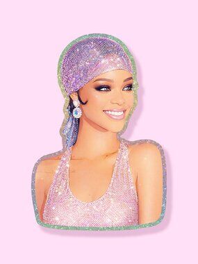 Rihanna Riri Swarovski Crystal Glitter Sticker 2" x 2.9"
